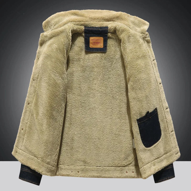 Men Windbreaker Fleece Thick Warm Winter Denim Jackets Mens Jackets Outwear Jeans Coat Male Multi-pockets Cowboy Clothing