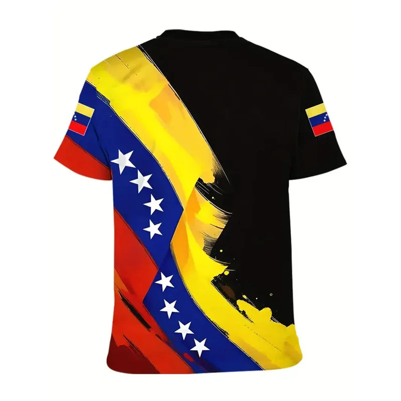 New In Venezuela Flag T Shirt Men Fashion 3d Printed T-shirt Street Oversized Casual Sports Tops Crew Neck Short Sleeve Tees