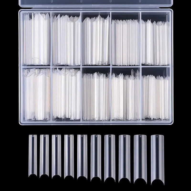 Nail Tips, Transparent Fake Fingernails Toenails Artifical Nails, Coffin Tips Manicure DIY Tools, Nails Tips Half Cover Acrylic