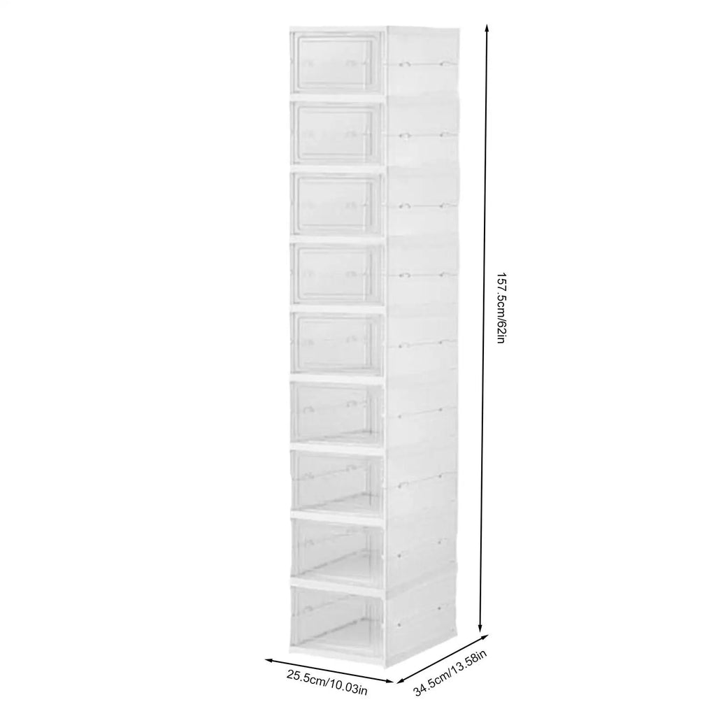 Shoe Rack Clear Shoe Storage Organizer Foldable Clear Stackable Box for Bedroom Hallway Home Dormitory Boot Workplace Sneaker