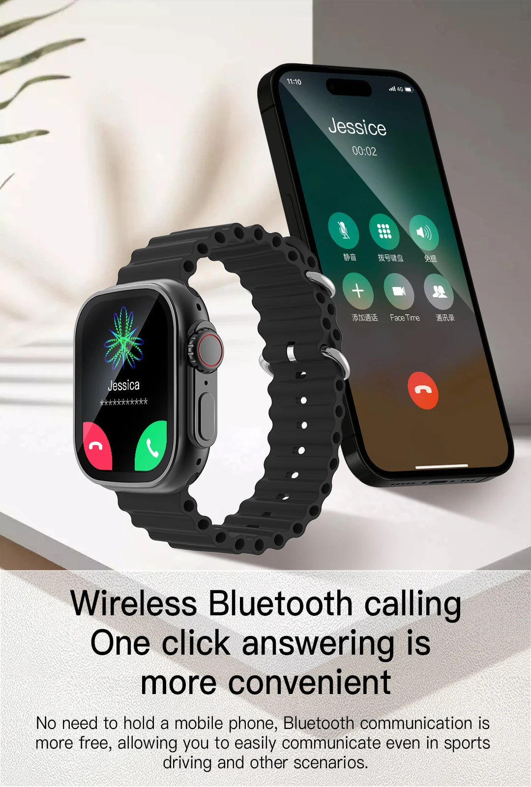 Smart Watch For Men Women 2.01" HD Screen Heart Rate Blood Pressure Monitor Fitness Tracker Calorie Counter Cycling Sport Watch