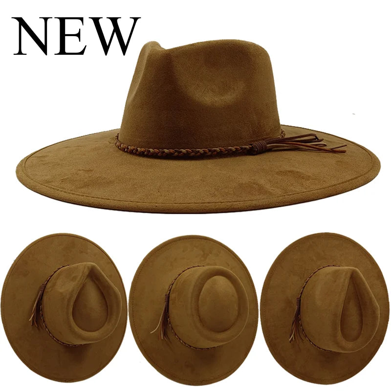 Gorras Para Hombres Three styles Suede Hat Water drop hat 9.5cm Wide Brim Fedora Hat Women's Autumn and Winter Felt Jazz Hat