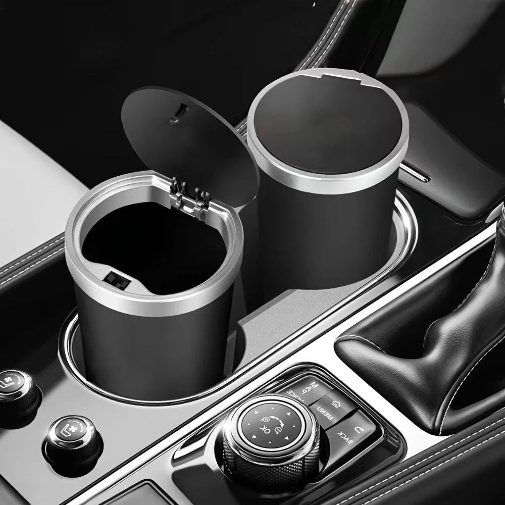 Compact Leakproof Mini Car Trash Can with Easy-Press Pop-Up Lid Durable Odor-Blocking Waterproof ABS Bin for Cup Holders Storage