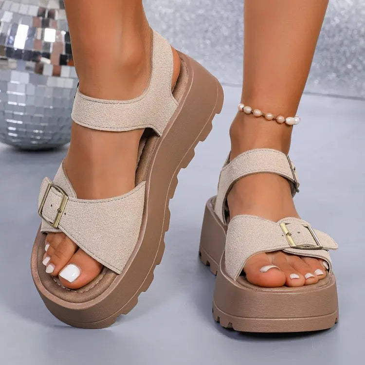 Summer Chunky Sandals 5cm High Heels Platform Women's Wedge Heels Slides Casual Woman Beach Thick Bottom Sandals Women 320