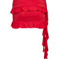 Women Summer Skirts Outfits Solid Color Tie-Up Shoulder Sleeveless Tank Tops Ruffles Mini Skirts 2 Pieces Clothes Set