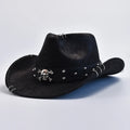 Faux Leather Vintage Western Cowboy Hat For Men Gentleman Jazz Hats Panama Cowgirl Hat Sombrero Hombre