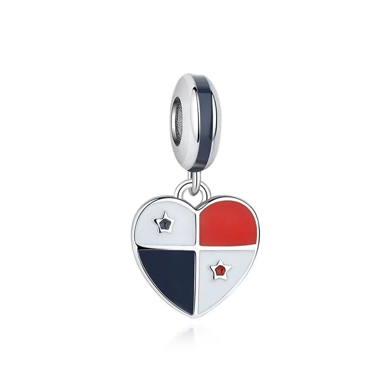 925 Sterling Silver Charms Flag Of Venezuela Heart Pendant Beads Fit Original Brand Bracelets Necklaces Jewelry For Women