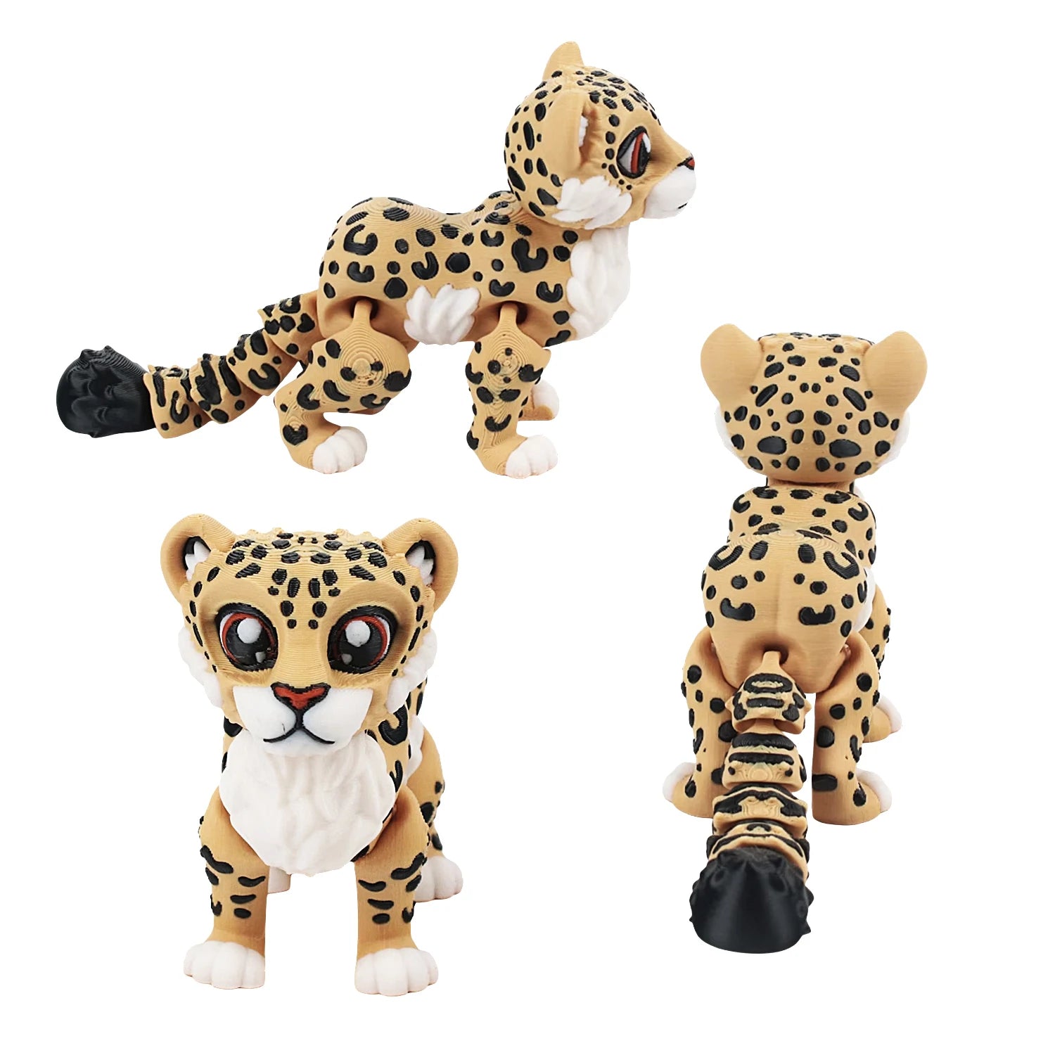 3D printed cheetah, integrated articulated simulation animal model, creative multi-color desktop decoration, creative trendy pla