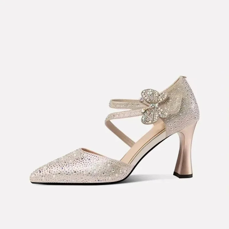 Women Sandals 2025 New Fashion Luxury Shoes Korean Style Casual Hollow Shoes for Women Trendy Pointed Toe High Heels Sandals