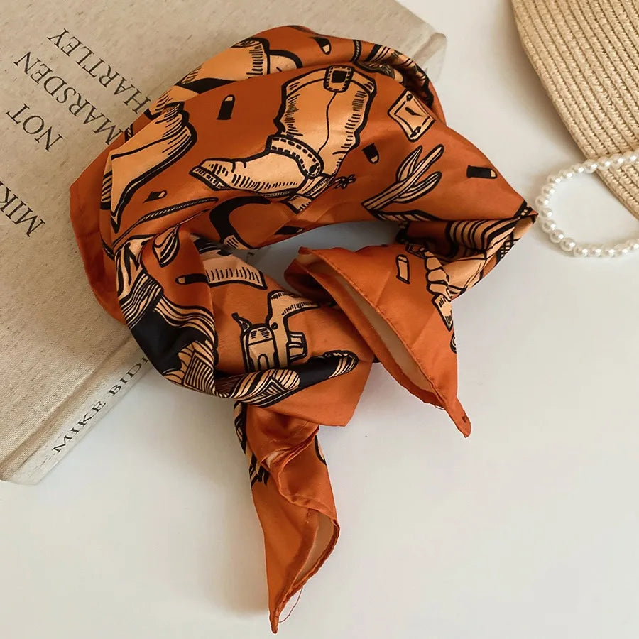 New Fashion Sunflower Printed Headscarf Hip Hop Wine Bandana Scarf Girls Square Scarves Headwear Bohemian Head Scarf Headbands D