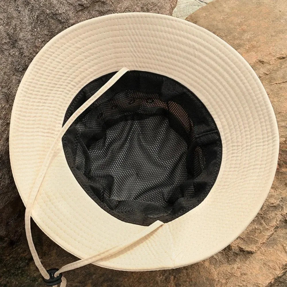 Casual Sun Protection Sun Hats Breathable Adjustable Drawstring Bucket Hat Quick-Dry Fisherman Hats Outdoor