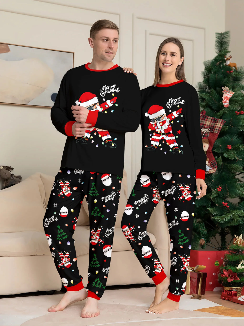 2025 New family-friendly home wear for Christmas holiday photos, including adult and children's pajama sets, Family Pajamas