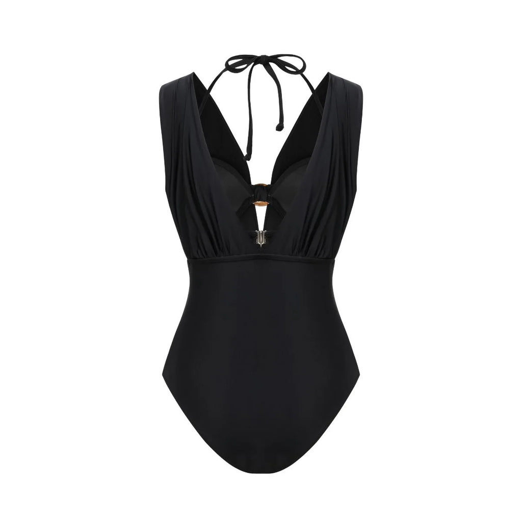 Women's Swimsuit 2-in-1 One-Piece Bathing Suit Elegant Tummy Control Monokini Deep V Neck Beachwear Sexy Resort Swimwear