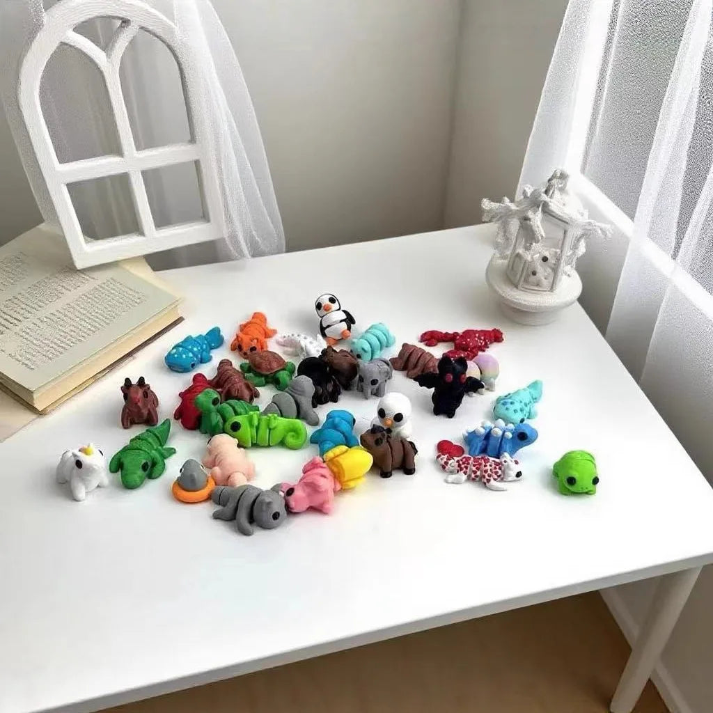 10-50Pcs 3D Printed Colorful Mini Animals Figurines Ornaments Cute Simulation Animal Models Home Office Desktop Decoration