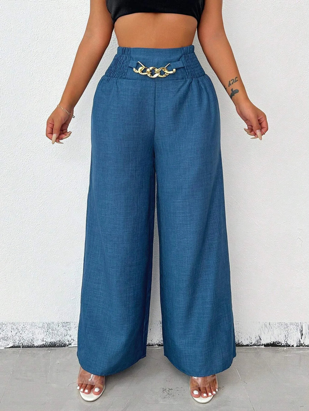 Elegant Solid Wide Leg Pants Fashion