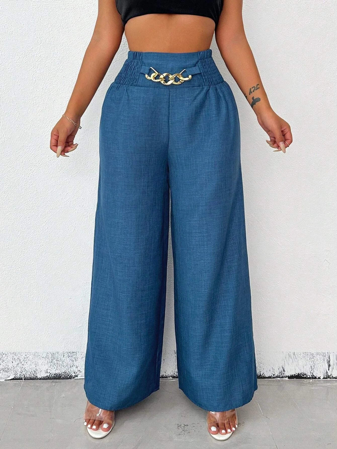Elegant Solid Wide Leg Pants Fashion