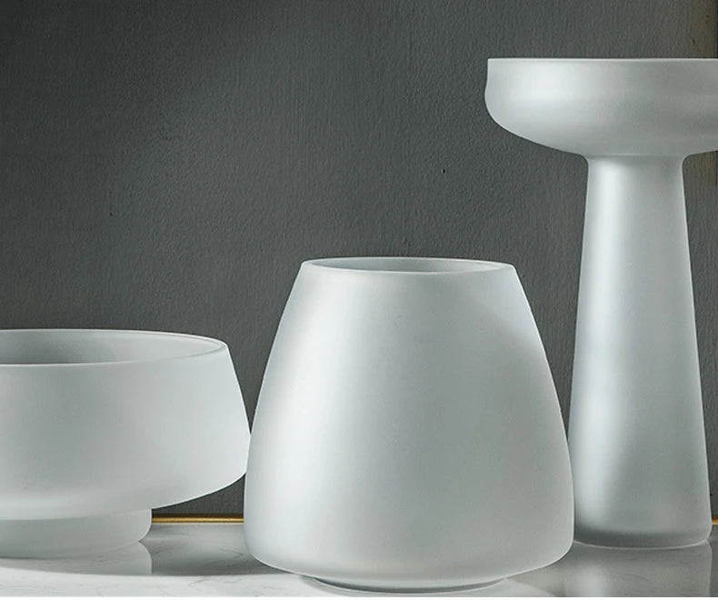 Nordic Light Luxury Home Decor Frosted Glass Vase