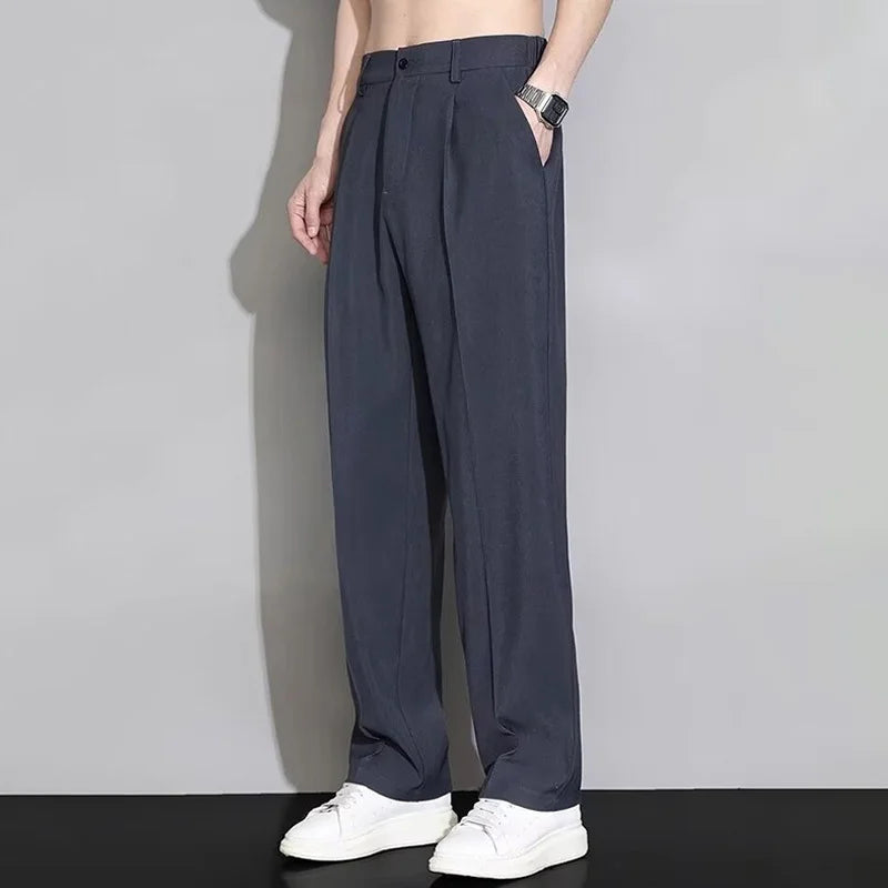 Men's Drape Pants Simple Loose Wide Leg Pants Positive Draped Drag Floor Trousers Outdoor Breathable Casual Straight Leg Pants