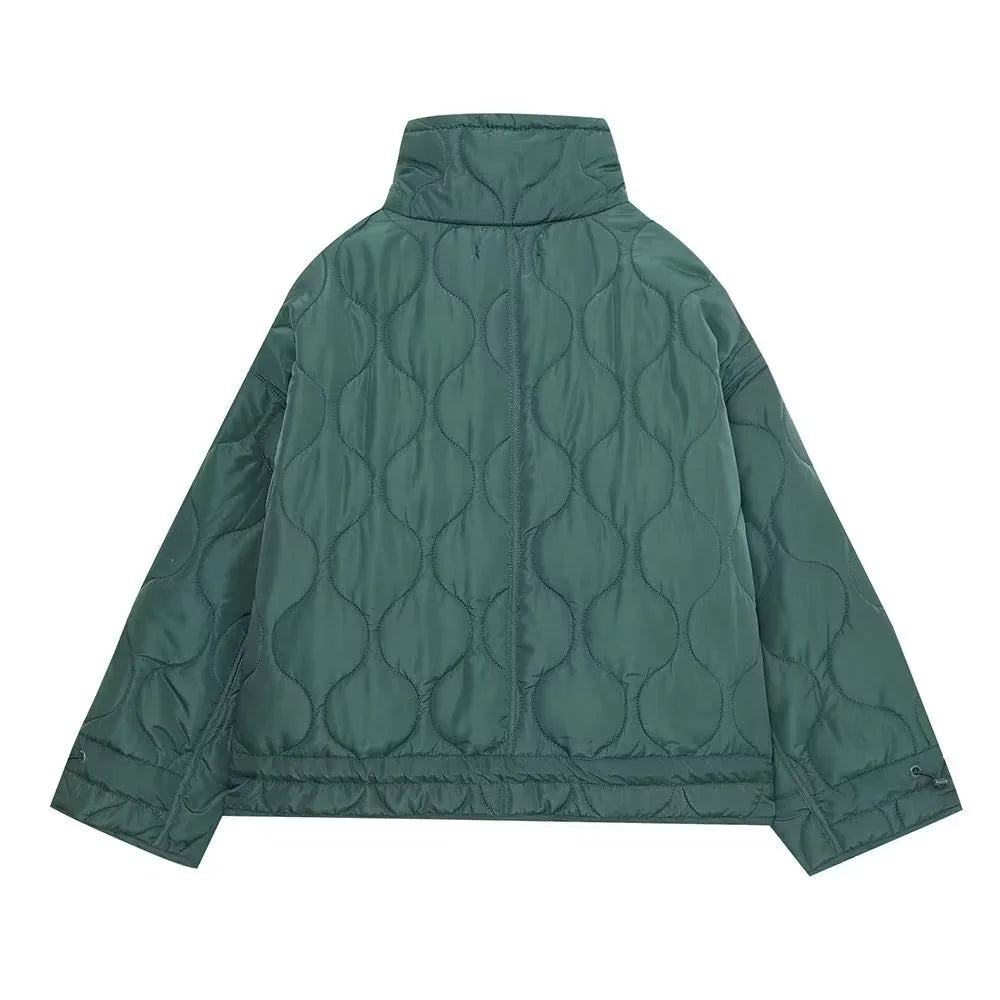 Autumn/Winter New Product Women's New Fashion Loose Pocket Stand up Collar Lightweight Cotton Coat Jacket Coat