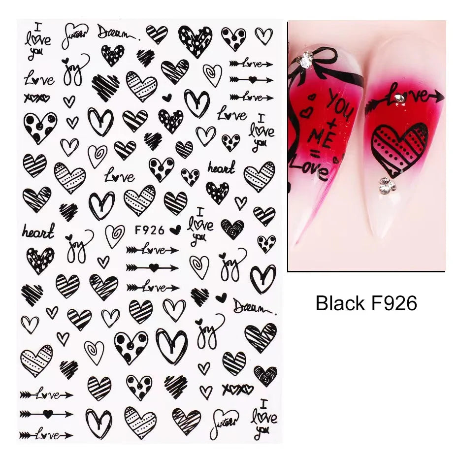 1PCS Valentine's Day Nail Stickers Cartoon Love Nail Supplies Nail Decals for Ladies Nail Art Decoration