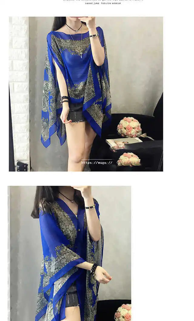 Fashion Woman Scarf Shawl Beach Cover-Ups Blouses Sun Protection Cardigan Summer Beach Holiday Cardigan Women Long Blouses Tops