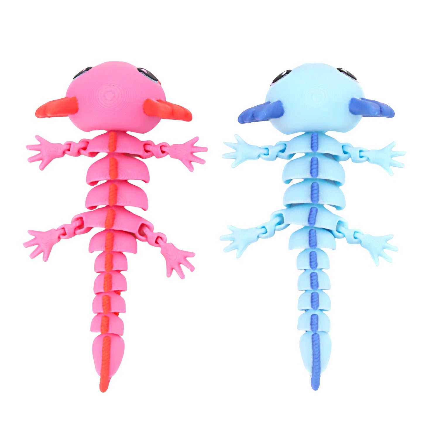 3D printed simulation salamander figurine, novel stress relieving toy with movable joints, desktop color decoration