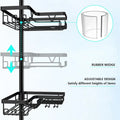 4-Tier Stainless Steel Adjustable Shower Caddy Tension Pole for Bathroom Organization, Rustproof Black