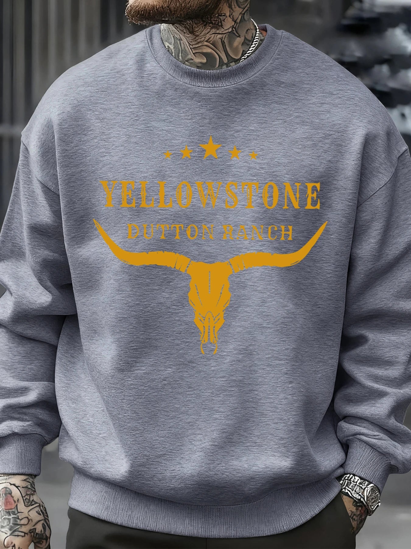 Yellow Stone Dutton Ranch Prints Mens Sweatshirt O-Neck Pullovers Tops Autumn Casual Multicolor Streetwear Fleece Man Clothes