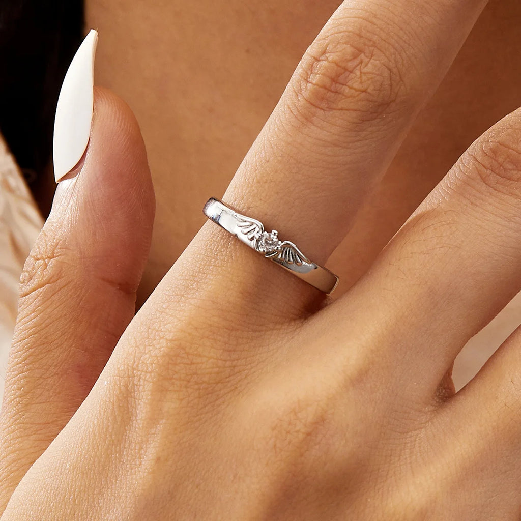 2Pcs/set Silver Plated Crown Square Couple Rings For Women Men Punk Forever Endless Love Wedding Ring Valentine's Day Jewelry