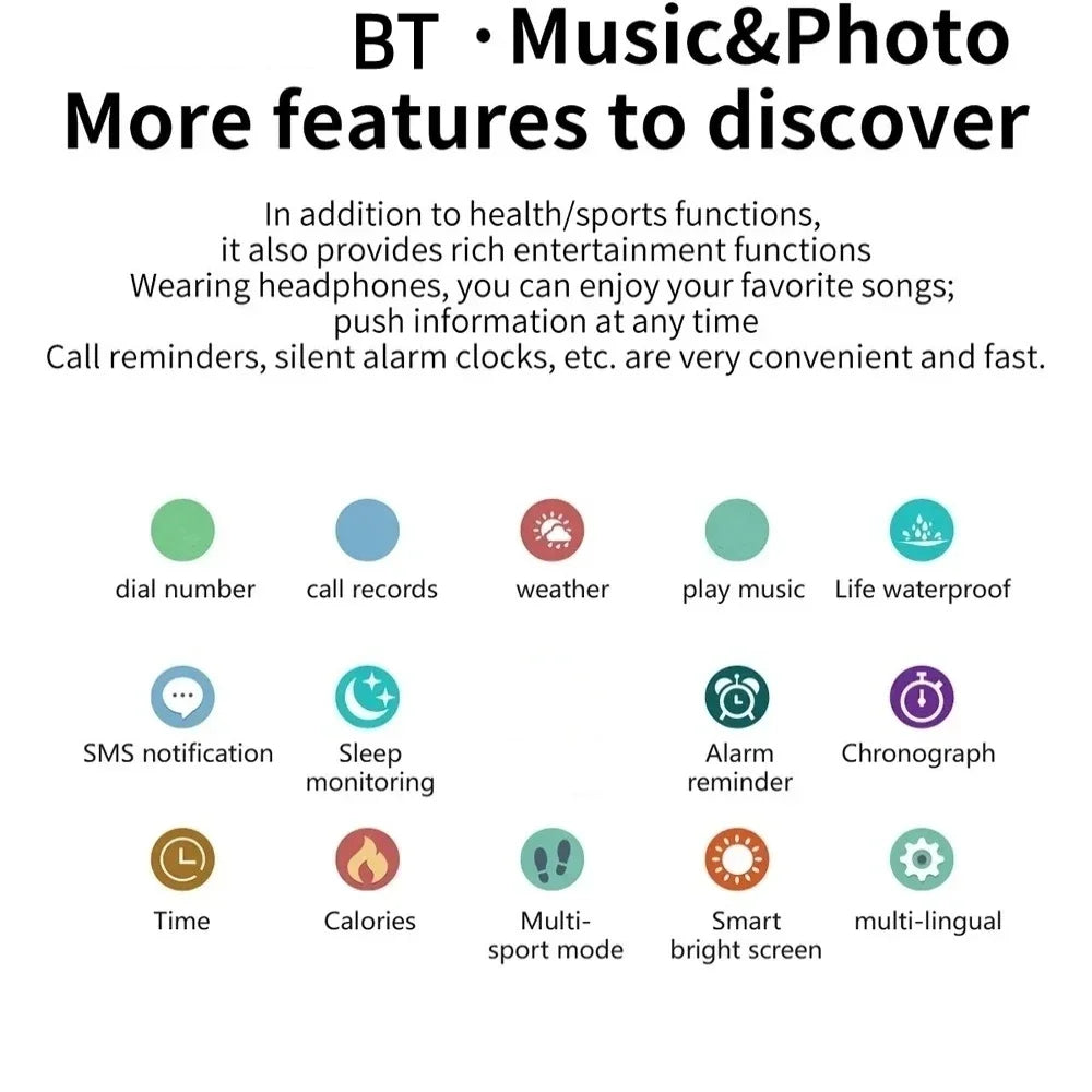 Smartwatch For Men Android IOS Phone 1.73" Screen Bluetooth Call Blood Oxygen Pressure Monitoring Smart Watch Women