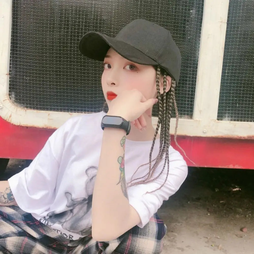 Baseball Cap Wig Hip Hop Hat Daily Wear Peaked Cap Wig Hair Dreadlocks Cap 35cm Dirty Hair Braid Sun Visor Hats Funny Costume