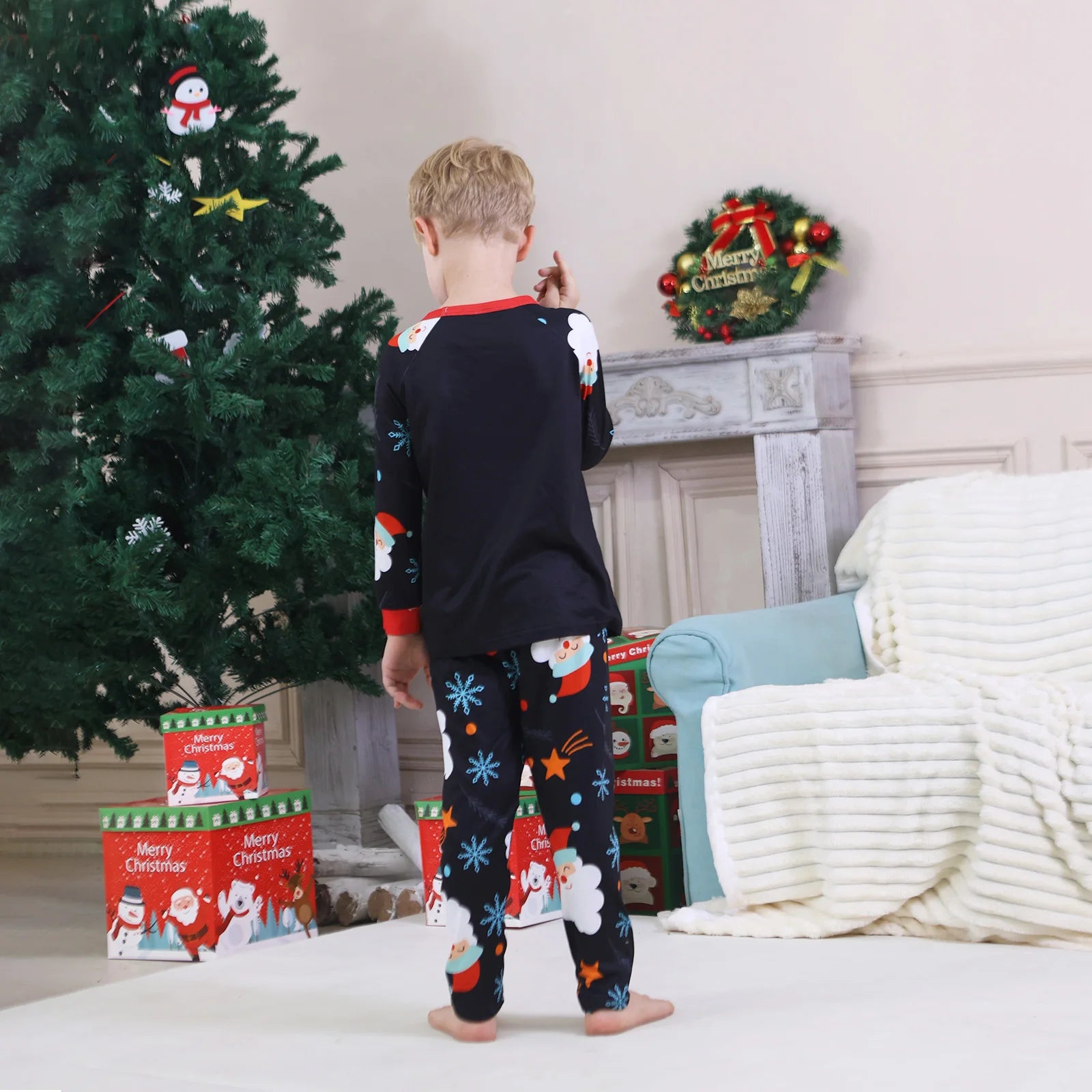 New Year's Clothes Santa Claus Print Family Christmas Pajamas Set Cute Loose Parent-child 2 Pieces Suit Homewear Baby Romper Pjs