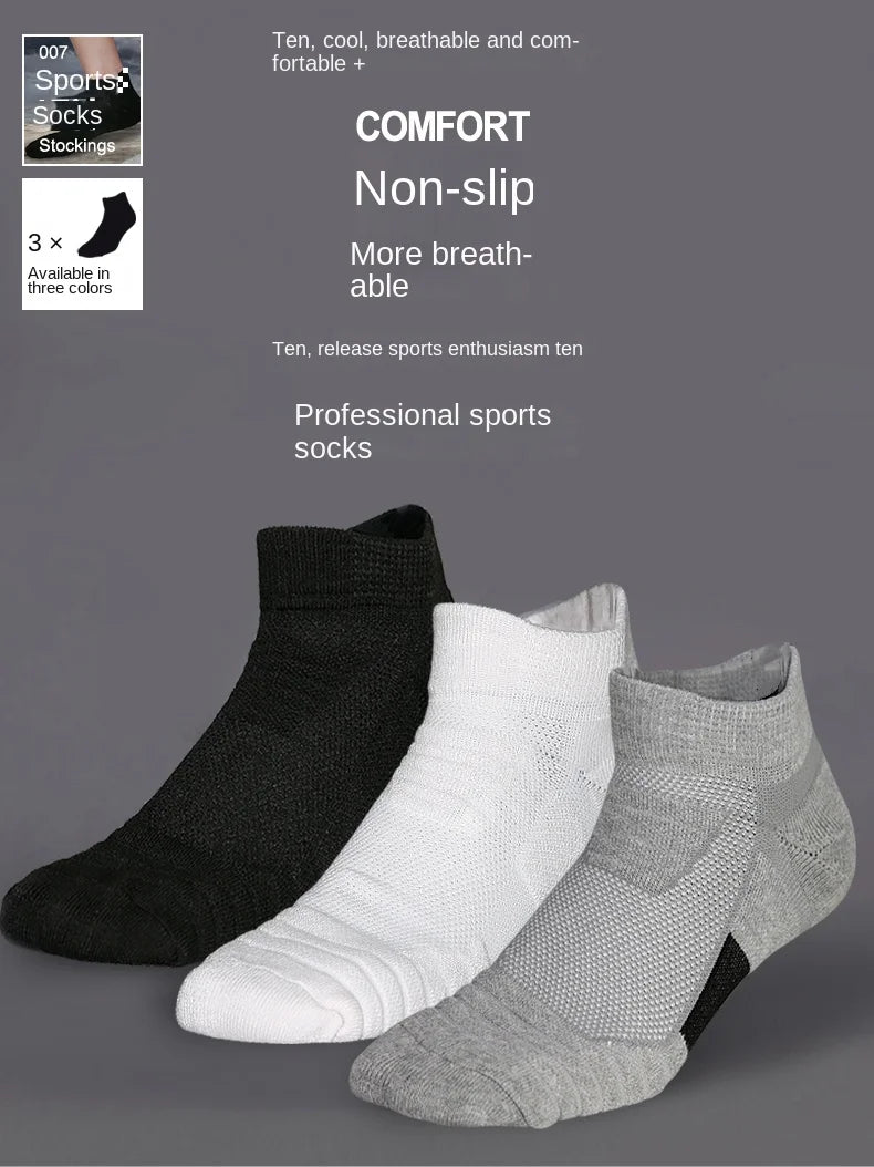 3 Pairs Breathable Mesh Athletic Terry Socks Cushioned Moisture-managing and Durable Reduces Foot for Running Hiking & Sports