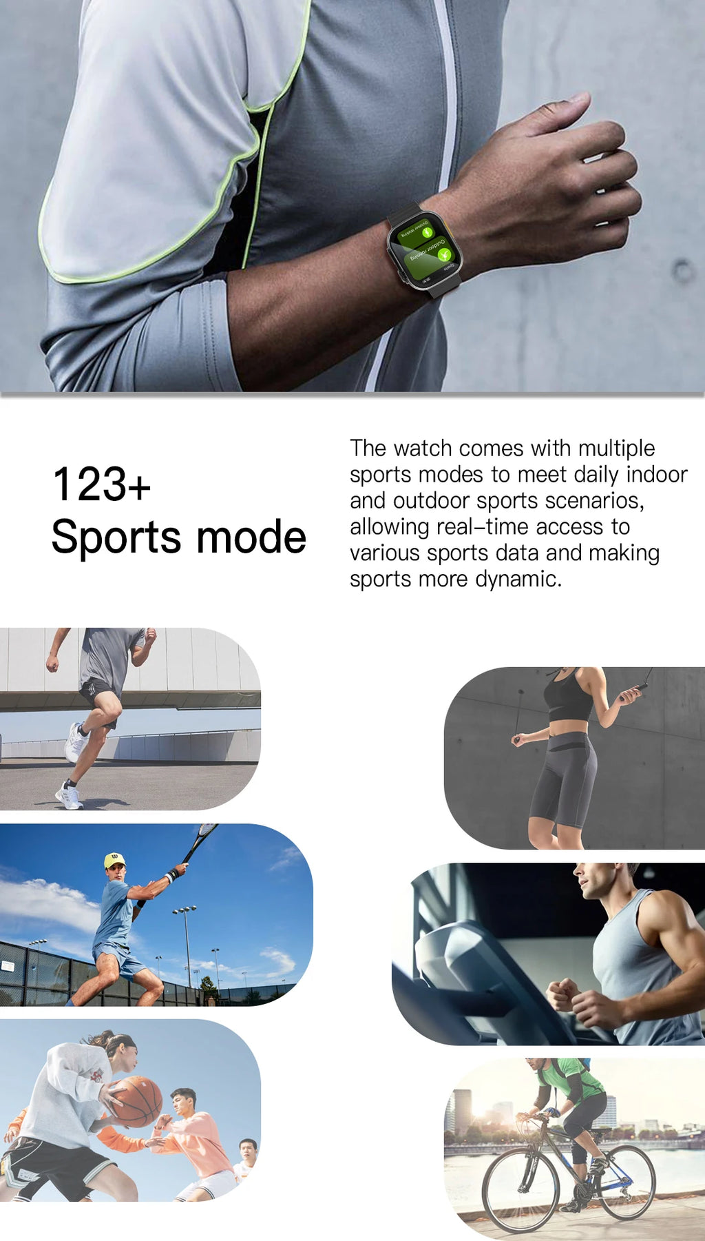 Smart Watch For Men Women 2.01" HD Screen Heart Rate Blood Pressure Monitor Fitness Tracker Calorie Counter Cycling Sport Watch