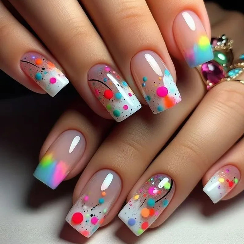 Flower Ballet Press-On Nails | 24pcs Long Full Cover Nail Tips | Brown Floral Design