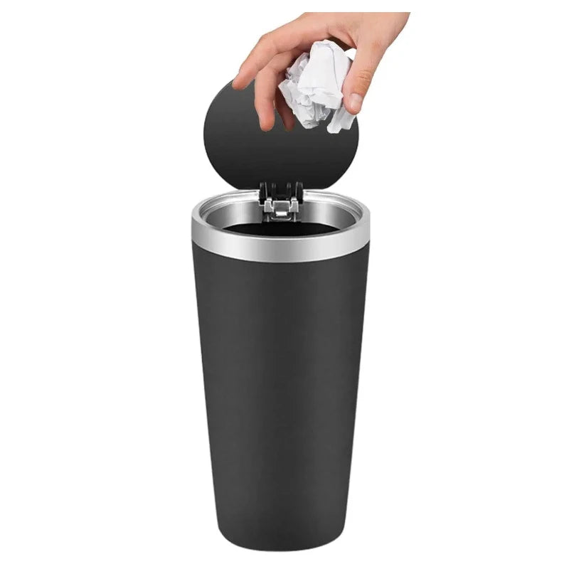 Compact Leakproof Mini Car Trash Can with Easy-Press Pop-Up Lid Durable Odor-Blocking Waterproof ABS Bin for Cup Holders Storage