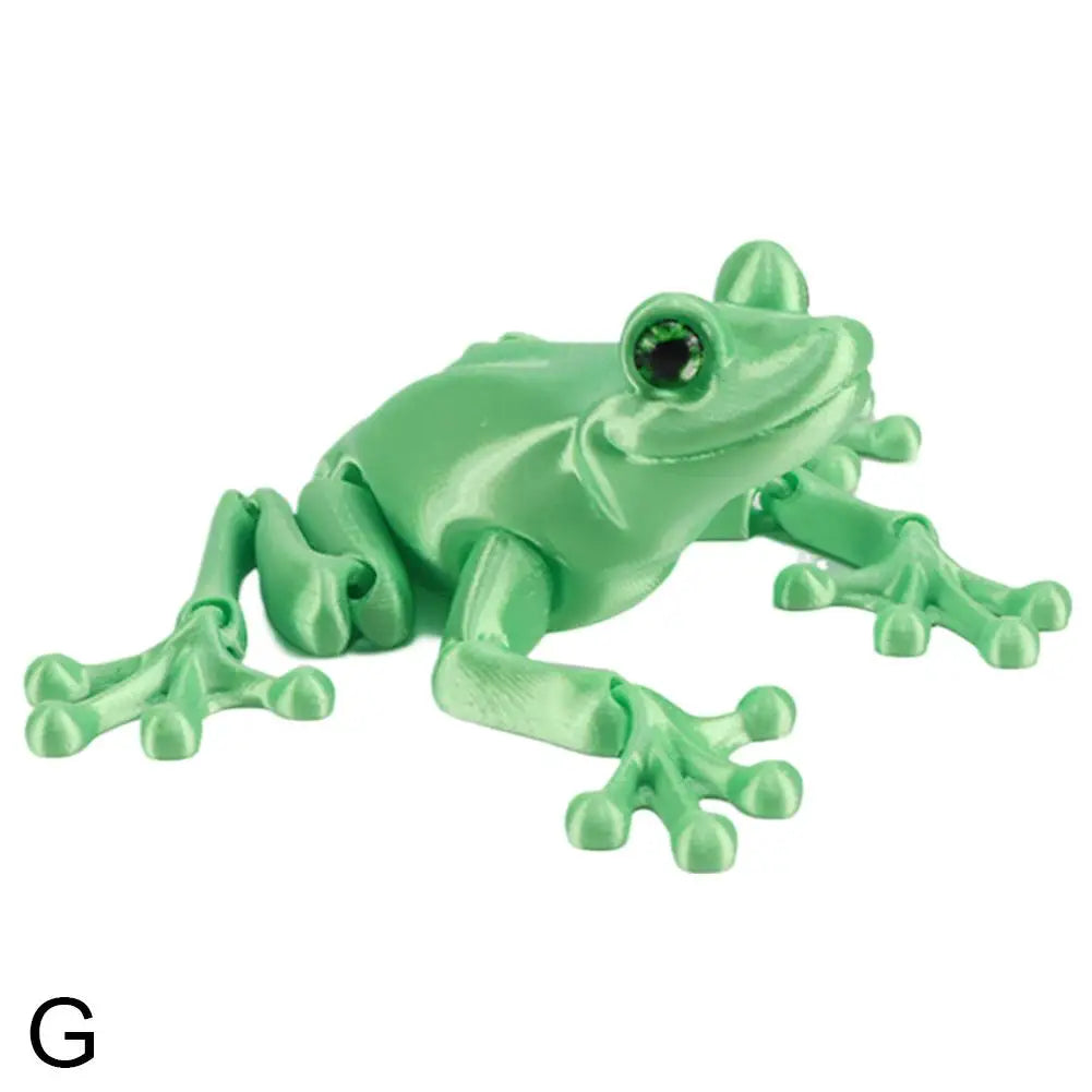 3D Printed Cute Frog Model Multi-joint Movable With Glittering Eyes Simulated Animals Model For Room Decor Accessories Kids Gift