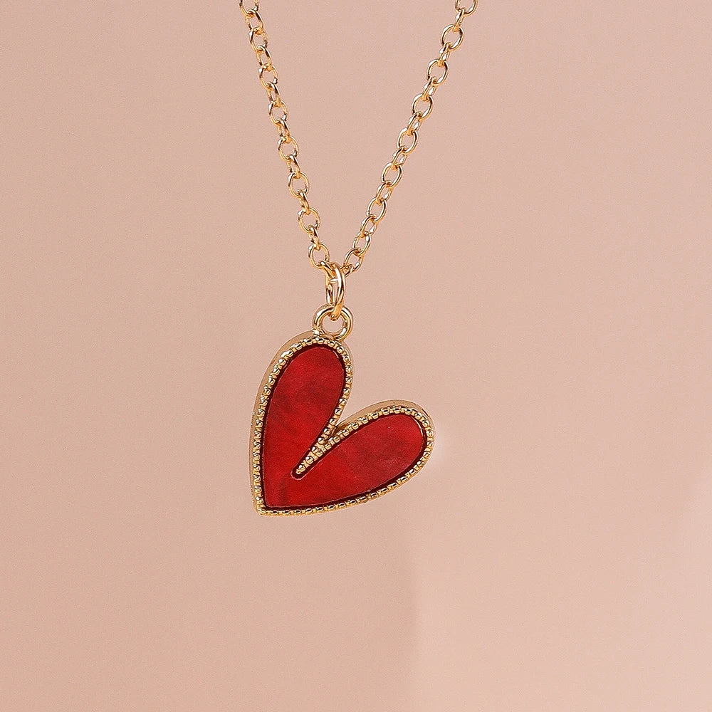 Aihua 2 colors New Korean White Red Love Heart Necklaces for Women Girls Clavicle Chain Valentine's Day Jewelry Gifts