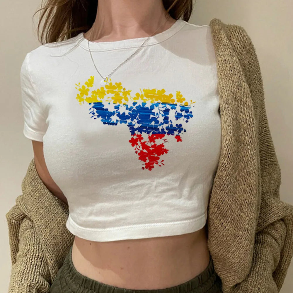 Venezuela streetwear  graphic  fairy grunge  crop top Woman Kawaii cyber y2k manga Harajuku crop top