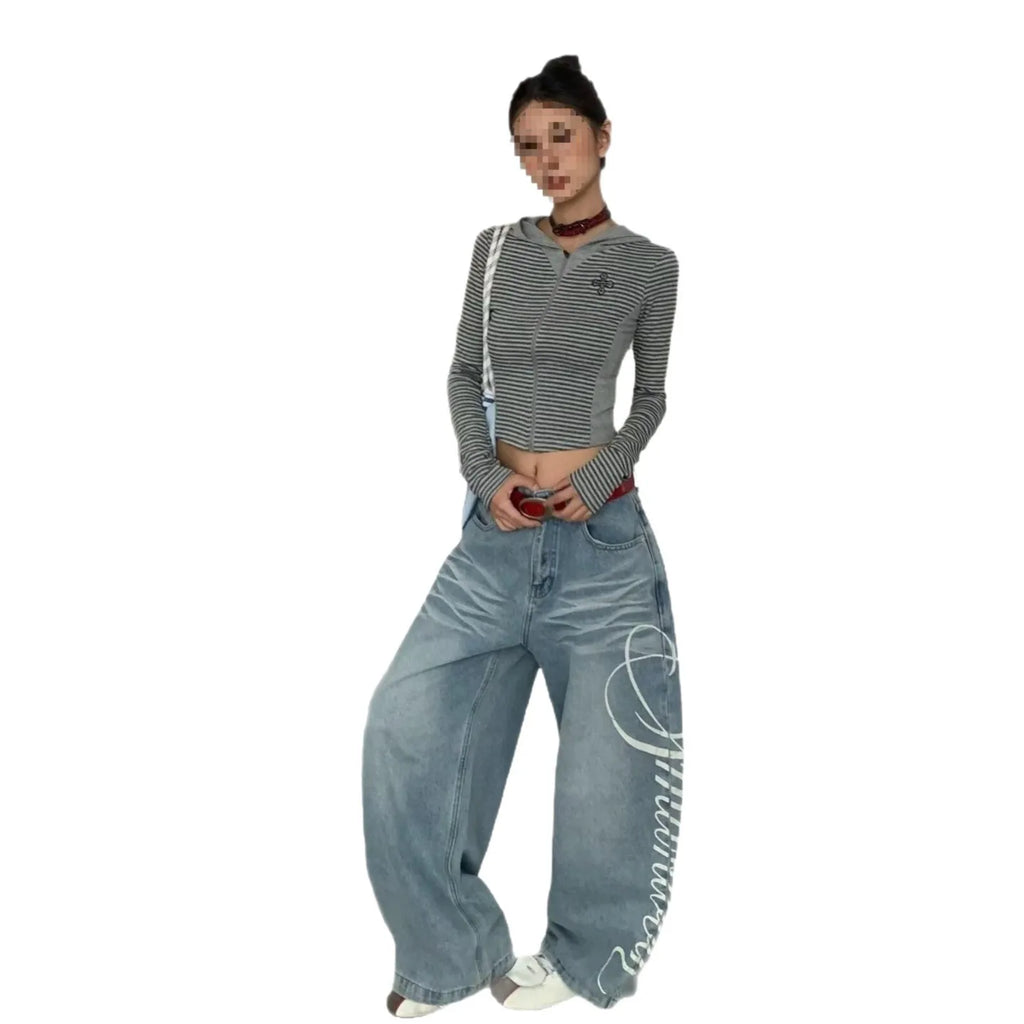Vintage Wide Leg Denim Trousers Japanese