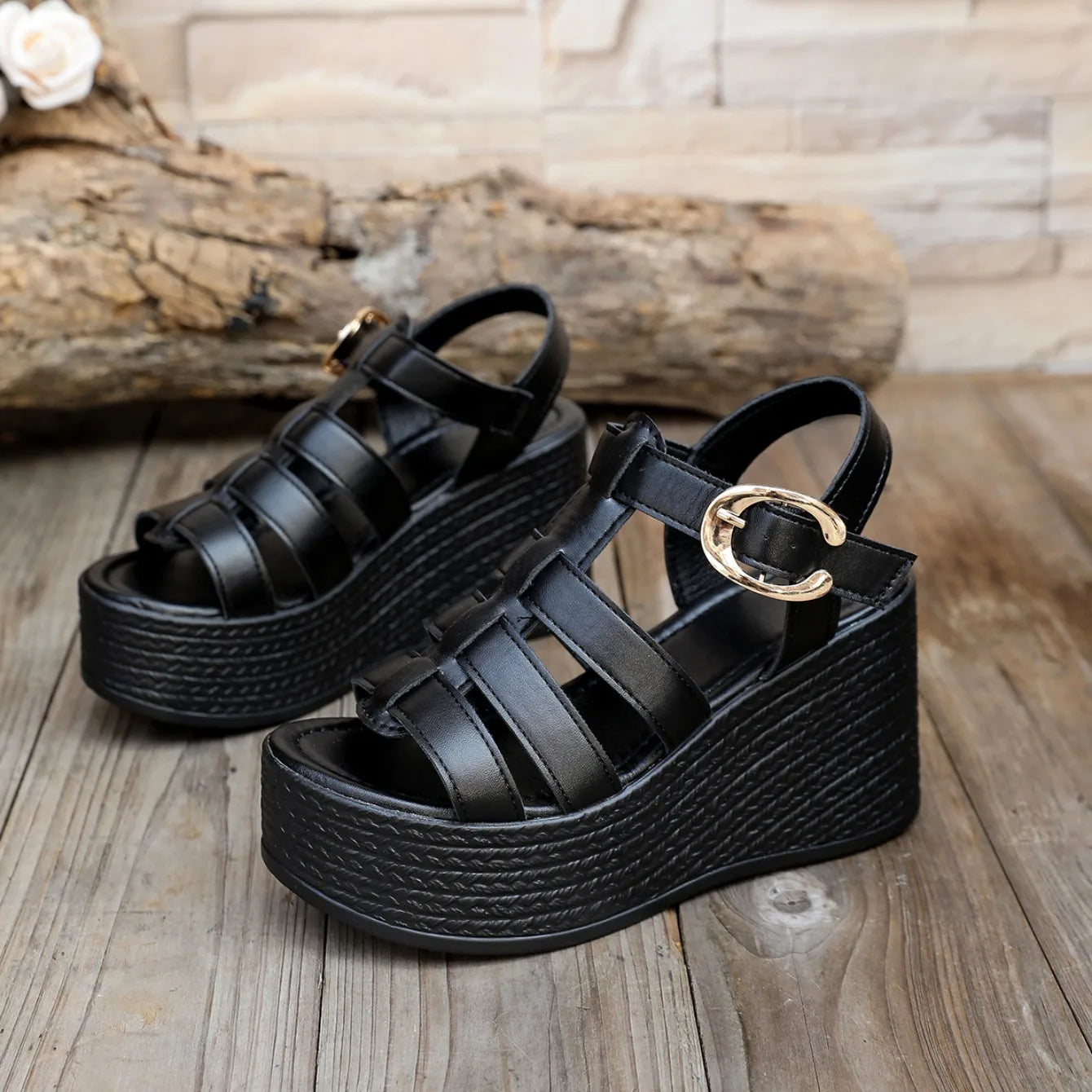 Women's Sandals 2025 new style fashionable high quality women's open-toe platform solid color large size High Heels sandals