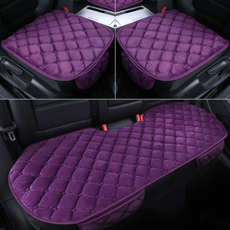 Car Seat Cover Protector Universal Winter Warm Auto Seat Cushion Rear Seat Cushion Protection Covers Back Cushion Three Piece