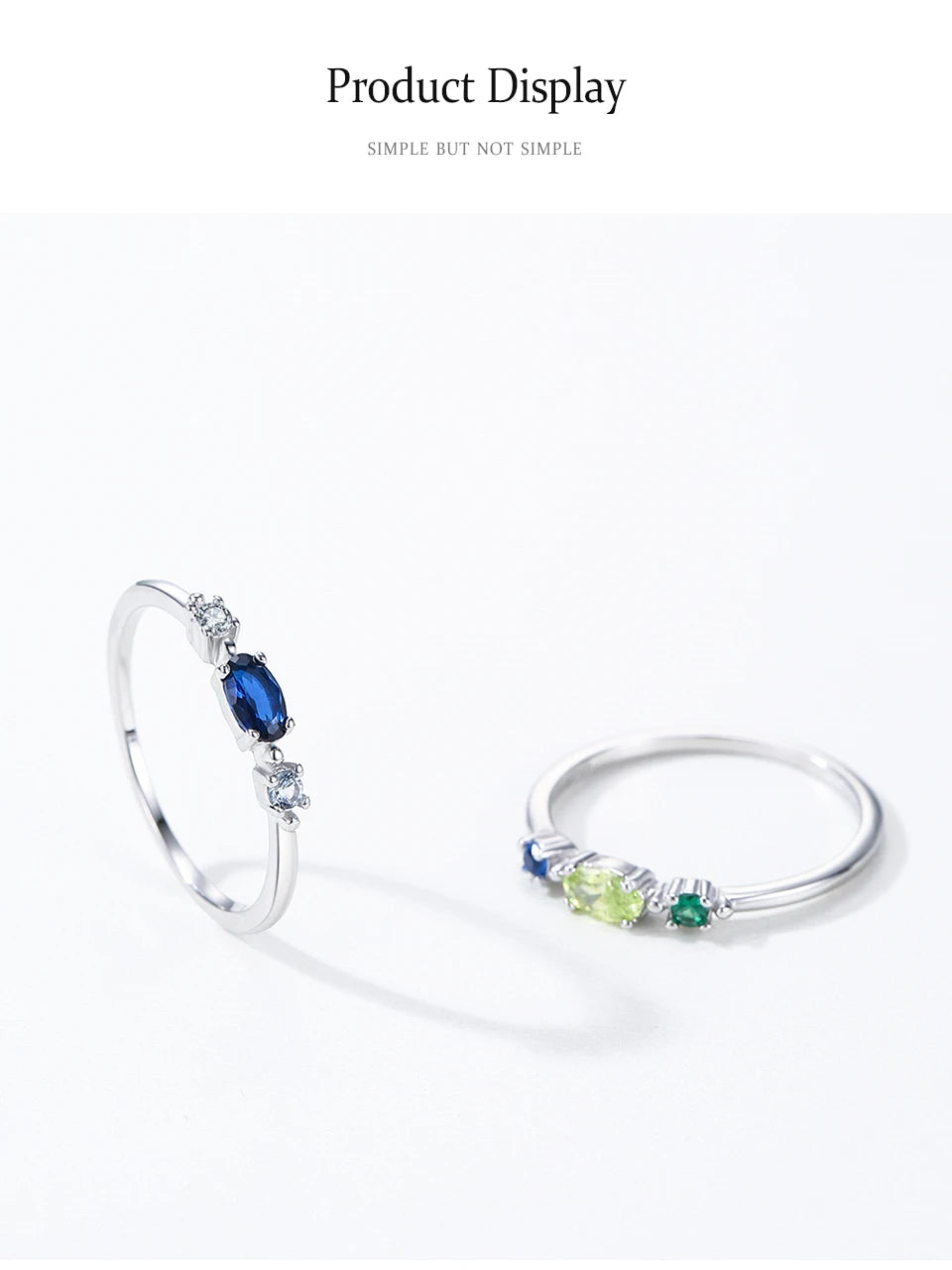 Ailmay 925 Sterling Silver Simple Stackable Blue Zircon Ring For Women's Daily Wear, Parties, And Gift Giving