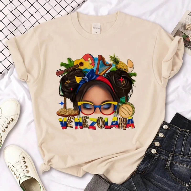 Venezuela T Shirt Women Graphic Comic Anime Casual Tshirt Female Graphic Japanese Funny Clothing