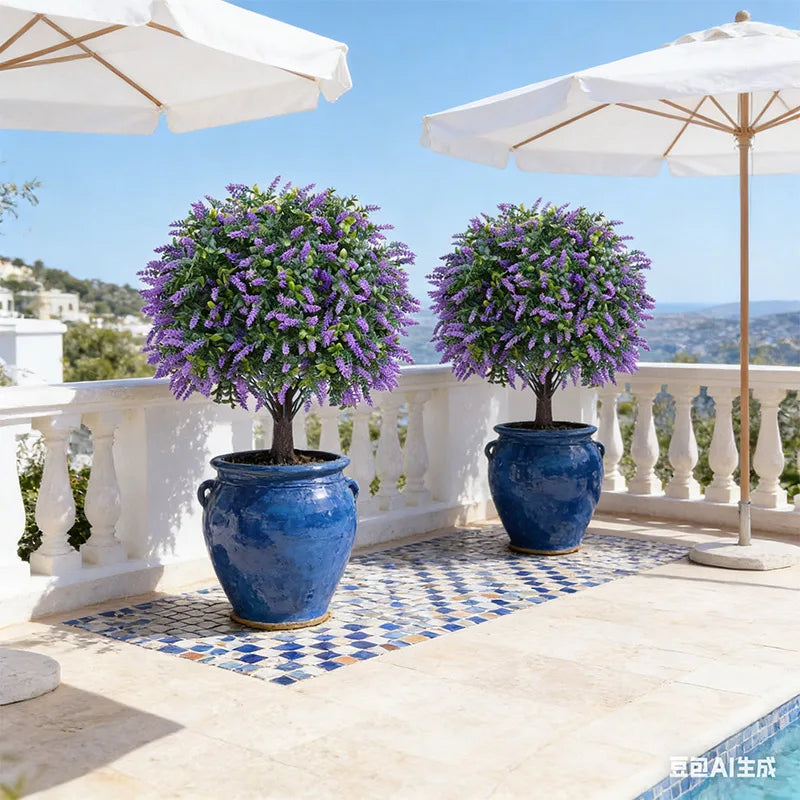 Artificial tree,lavender potted plant,artificial greenery,UV resistant, ground-mounted, suitable for garden and porch decoration