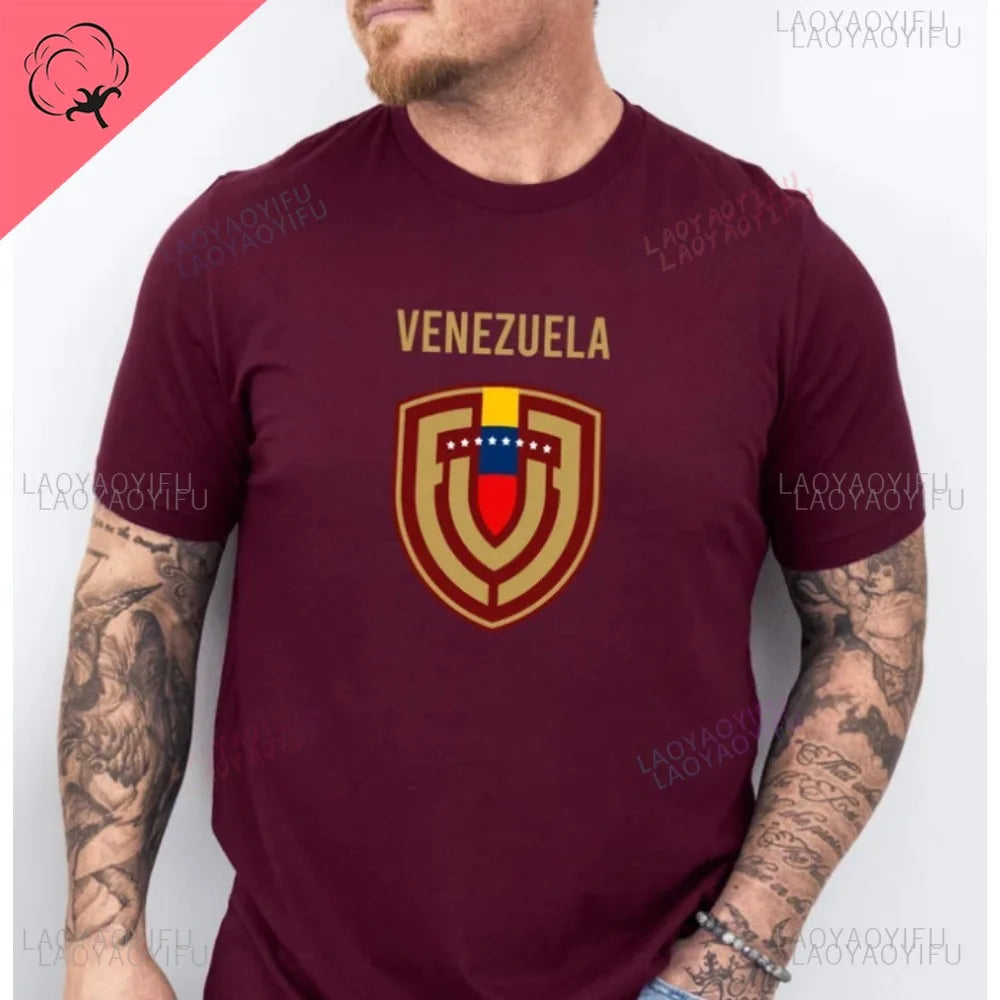 Venezuela Men Cotton Tshirt America Venezuelan Heritage Men High Quality Wine Red T-shirt Proud Roots Born Family Gift Tops