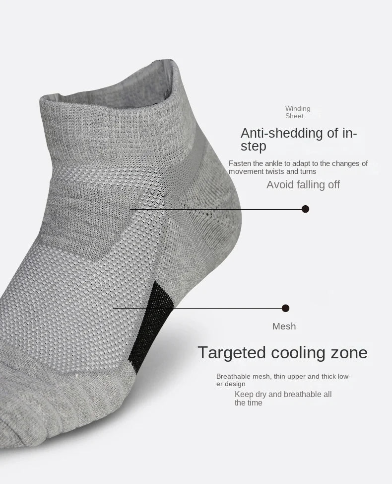 3 Pairs Breathable Mesh Athletic Terry Socks Cushioned Moisture-managing and Durable Reduces Foot for Running Hiking & Sports