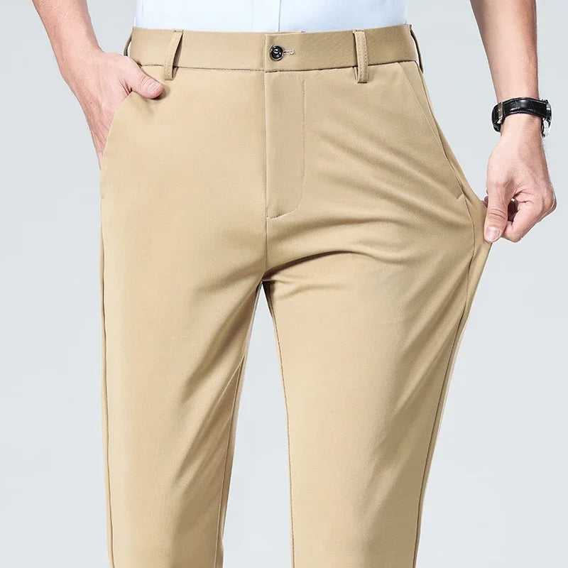 Mens Formal Dress Pants  Business Casual Suit Pants Black Navy Elastic Wrinkle Resistant  Long Pants Daily Work Pants