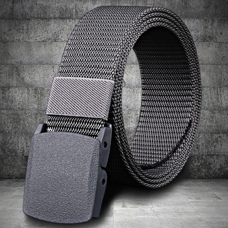 Men's Belt Casual Lightweight Breathable Tactical Outdoor Automatic Buckle Military Training Security Check Male's Canvas Belts