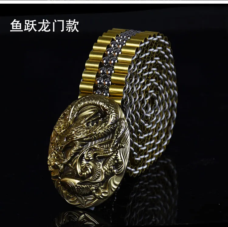 Men's Belt Army Style Combat Belts Pure copper belt Handmade Luxury Metal Jeans fashion belts Quick Release Tactical Belt